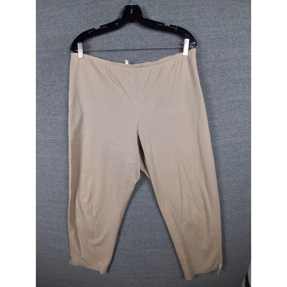 Eileen Fisher Womens Pants Large Beige Organic Cotton Chino Career Office Travel